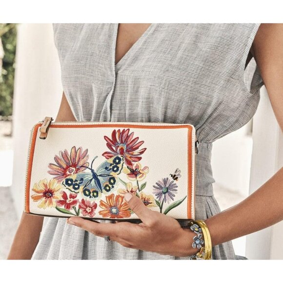 Brighton FRENCH GARDEN EMBROIDERED Pouch H1610M MSRP $295 NWT - Picture 4 of 7